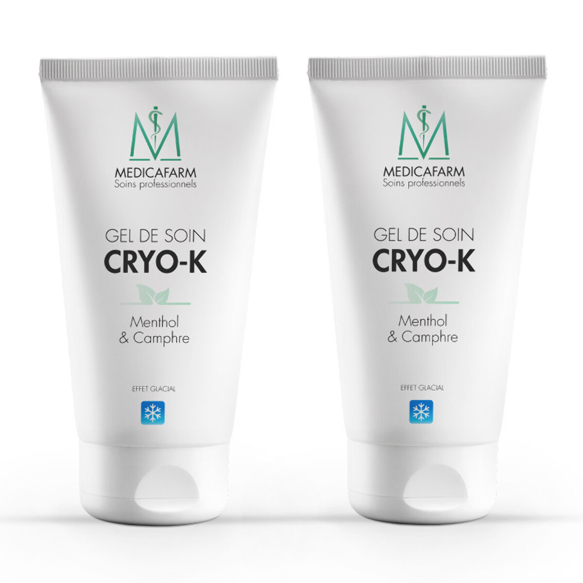 MEDICAFARM - Gel de soin CRYO-K - Gel de Soin "effet froid intense" - Menthol & Camphre - Sans paraben - Lot de 2 tubes 125 ml