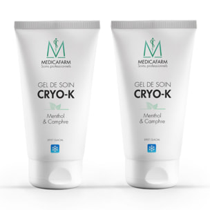 MEDICAFARM - Gel de soin CRYO-K - Gel de Soin "effet froid intense" - Menthol & Camphre - Sans paraben - Lot de 2 tubes 125 ml