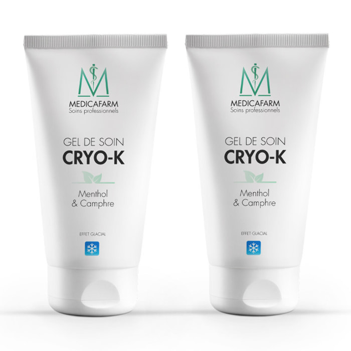 MEDICAFARM - Gel de soin CRYO-K - Gel de Soin "effet froid intense" - Menthol & Camphre - Sans paraben - Lot de 2 tubes 125 ml
