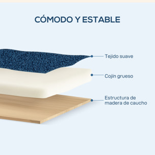 Sillón de Salón Tapizado en Borreguito Butaca de Salón de 74,5 cm con Acolchado Grueso Reposabrazos y Patas de Madera para Dormitorio Sala de Estar Azul Oscuro