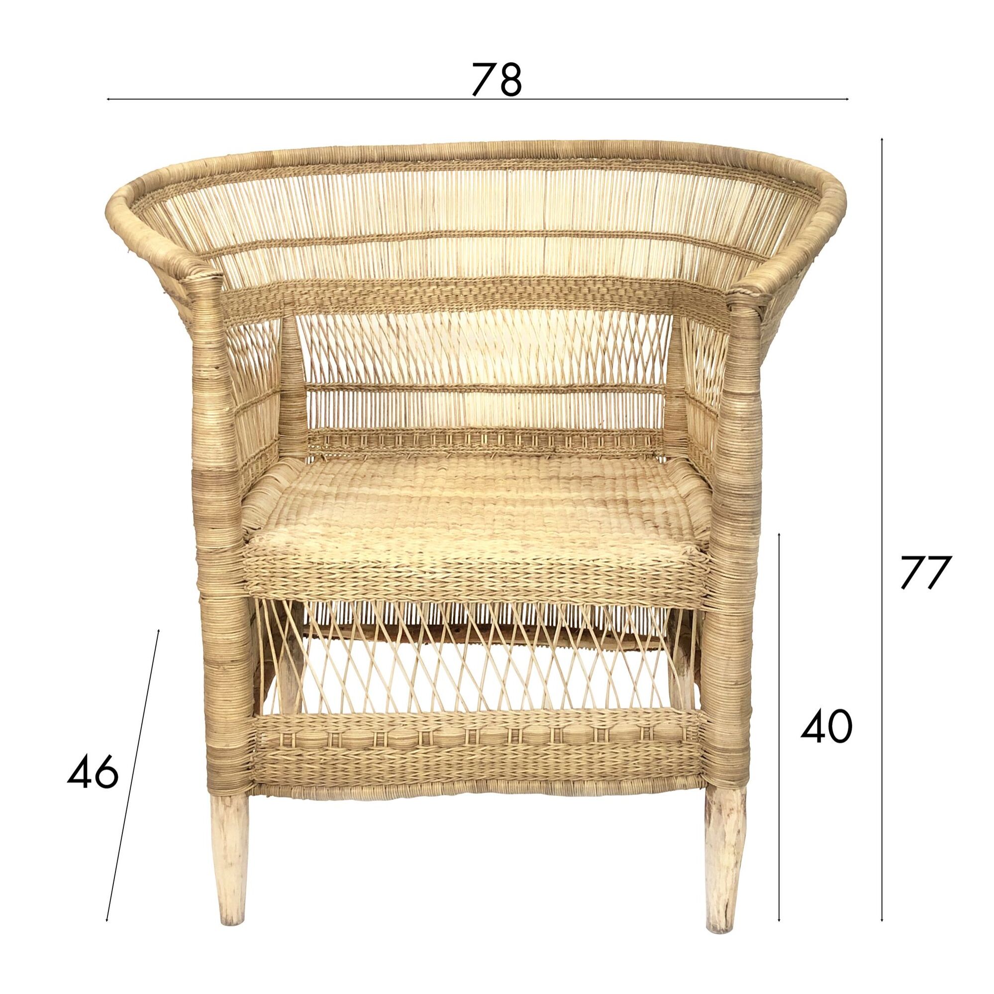 FAUTEUIL TRADITIONNEL DU MALAWI EN ROTIN 76X50X77 CM ZOMBA