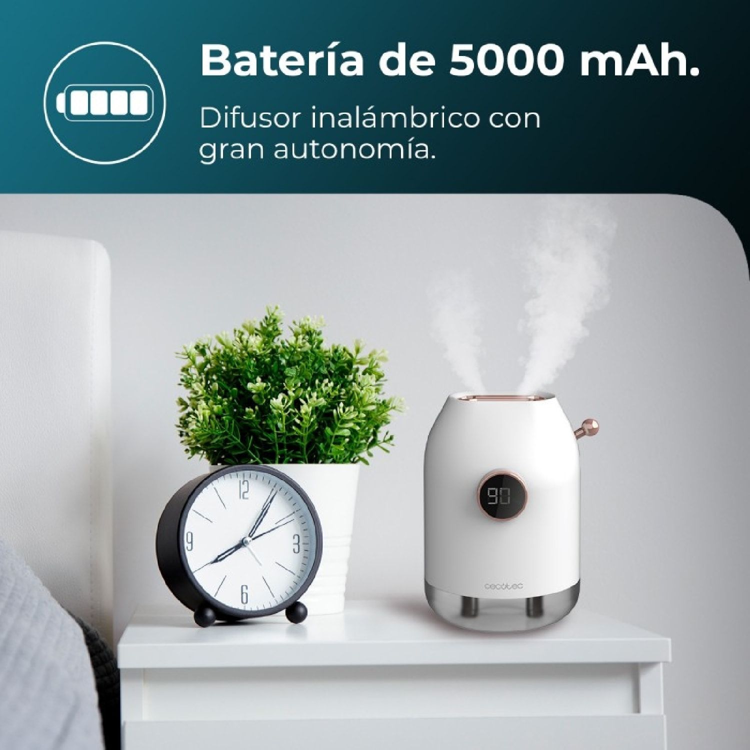 Cecotec Humidificador Difusor de Aromas sin Cables PureAroma 550 Cordless. 5000