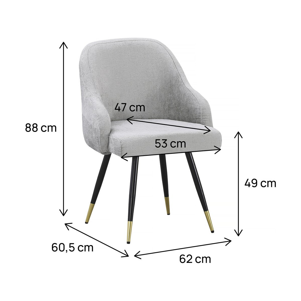 Lot de 2 chaises en tissu "Harmony" - 54 x 57 x 90 cm - Beige