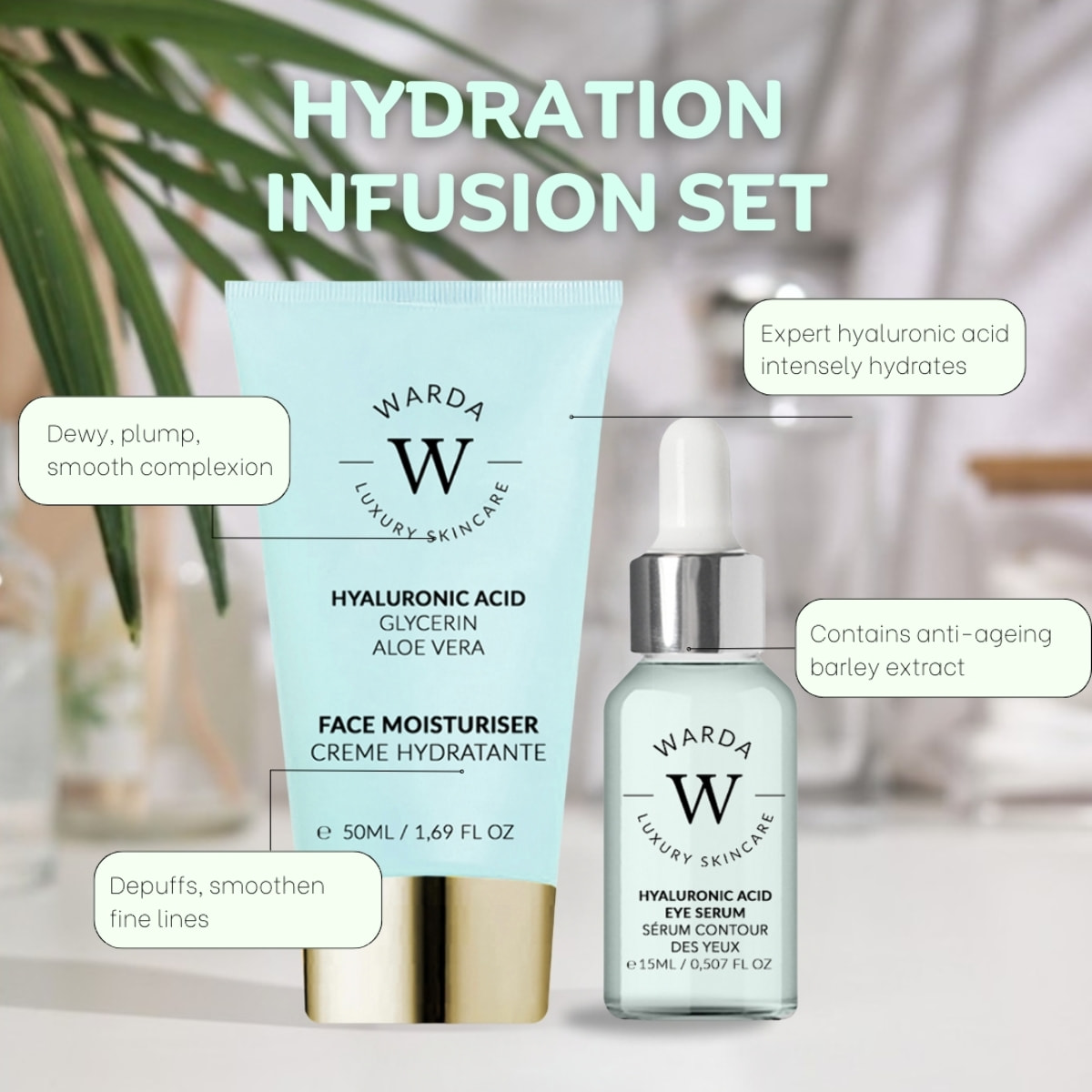 HIDRATANTE CON ÁCIDO HIALURÓNICO SKIN HYDRATION BOOST 50 ml + SUERO PARA OJOS CON ÁCIDO HIALURÓNICO SKIN HYDRATION BOOST 15 ml