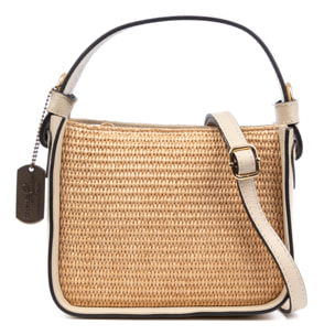 Baschi Bolso de mano Mujer. Fabricado en paja y piel auténtica Dollaro.