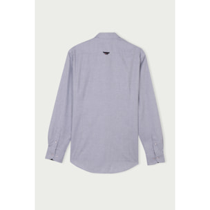 camicia uomo 1 bottone button down slim Jacquard Fantasia Grigio Scuro/Bianco