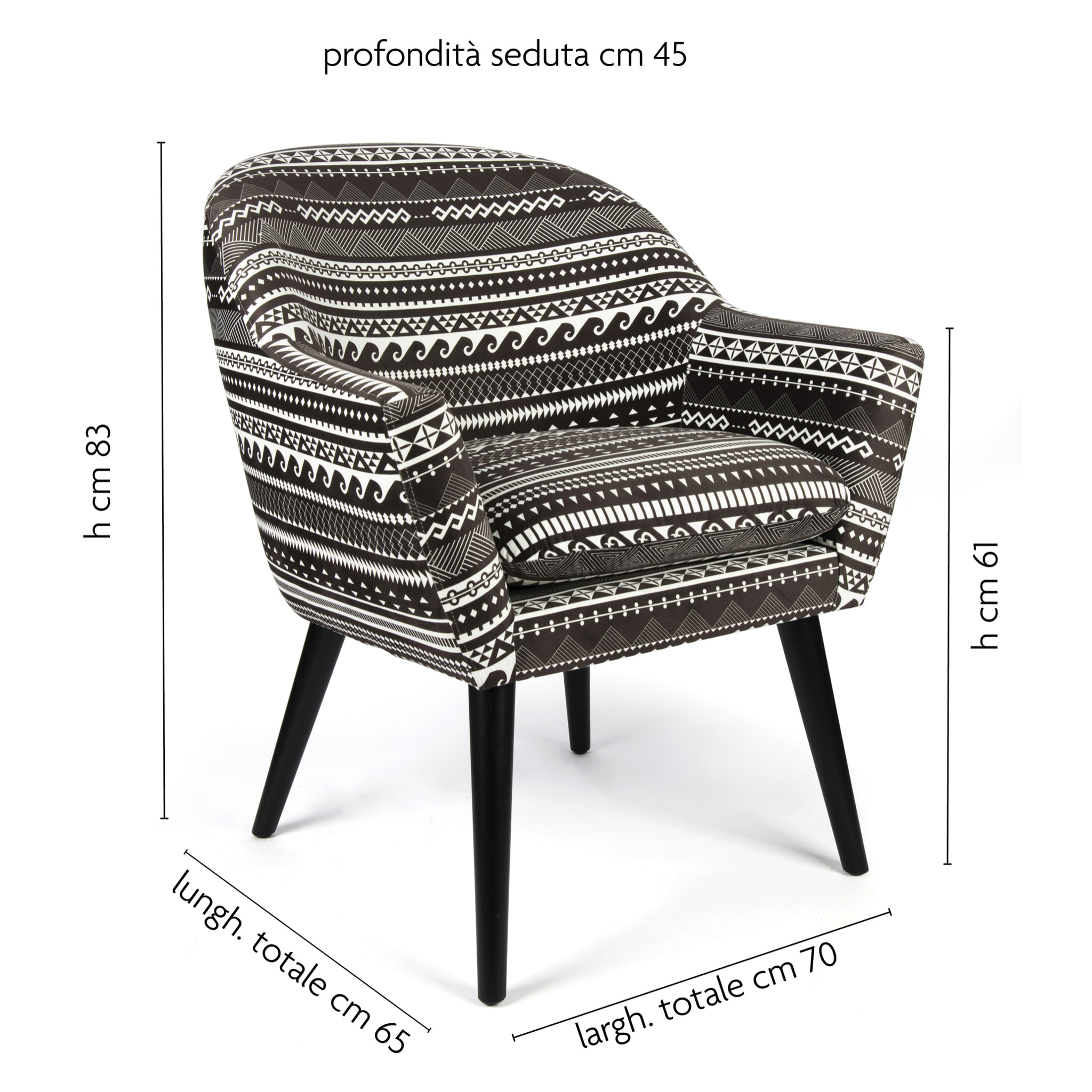 Poltrona Excelsa Etnico in poliestere e multistrato 70,5x65x83 cm multicolore