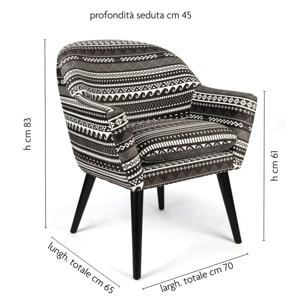 Poltrona Excelsa Etnico in poliestere e multistrato 70,5x65x83 cm multicolore