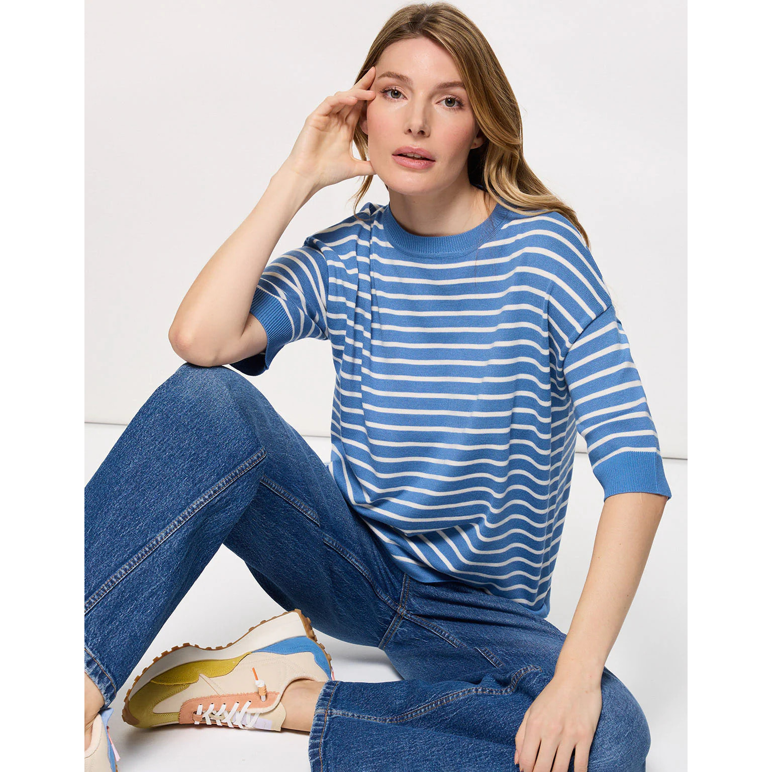 Camiseta de Punto a Rayas Azul - Gratera