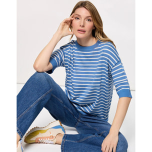 Camiseta de Punto a Rayas Azul - Gratera