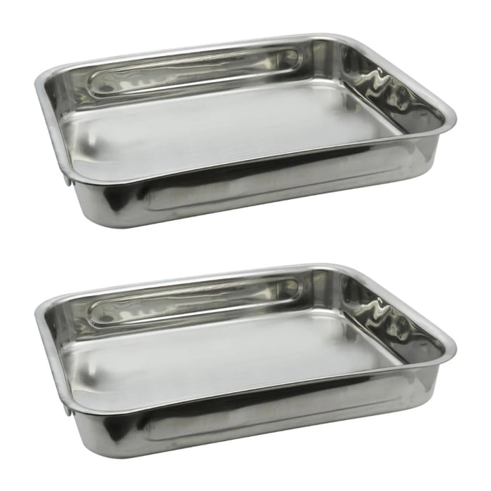Ensemble de 2 Plats four en inox rectangulaire 27,5 x 20,4 x 6 cm en extérieur Elo Edition Red