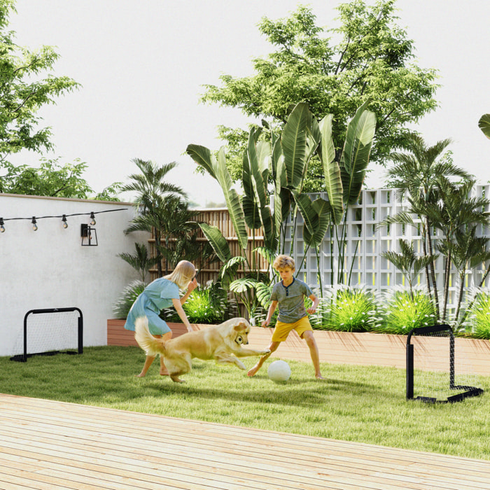 Set de 2 Porterías Plegables de Fútbol Puertas de Fútbol Portátil con Soporte de Metal y Red para Entrenamiento en Jardín Aire Libre 90x36x60 cm Negro