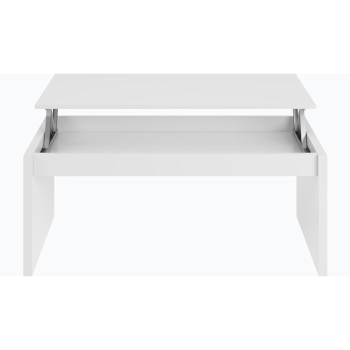 Mesa Centro Elevable 43x102x50 Cm Blanco Brillo