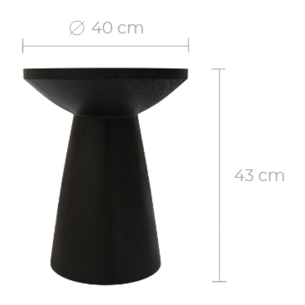 Table d'appoint noire en bois de suar D40 cm - Lowa