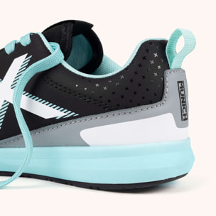 Zapatilla de Fútbol Sala Infantil en Negro y Azul Turquesa MUNICH RONDITO KID 16