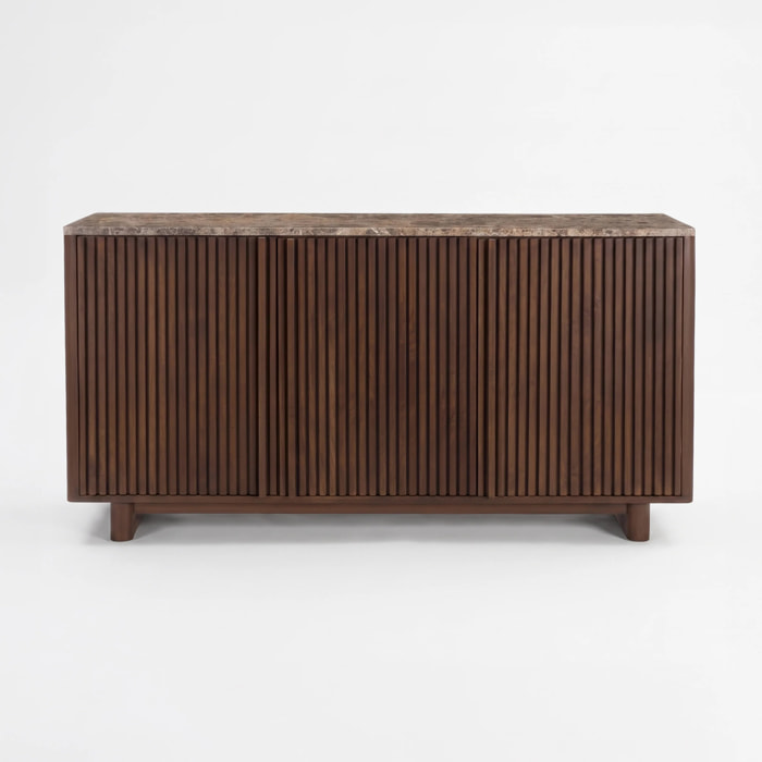 Buffet en bois de manguier et plateau en marbre - Flavio