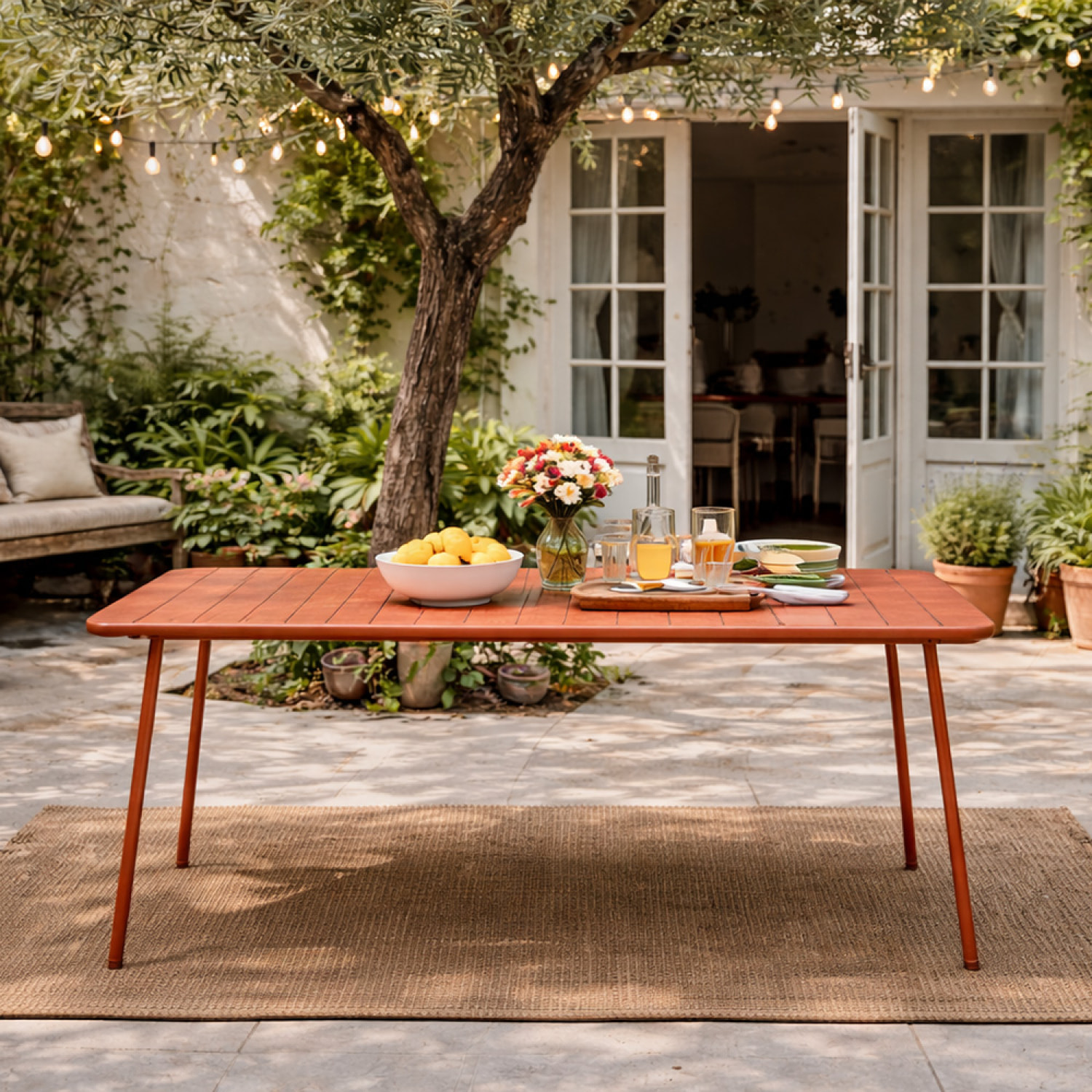 EVORA Table de jardin 6 places 160cm terracotta