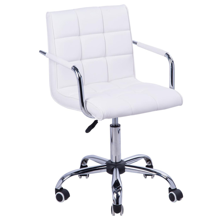 Chaise de bureau fauteuil manager pivotant hauteur réglable revêtement synthétique capitonné blanc