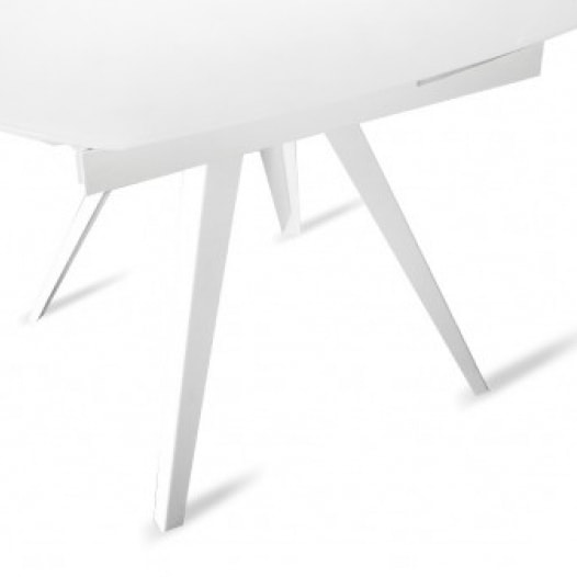 Table en verre blanc rallonges rotatives 120/180 cm - BRERA