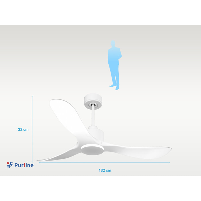 Ventilateur de plafond Réversible  Thermostat Wifi Moteur à courant continu Toits en pente Télécommande Hypersilence Mémoire