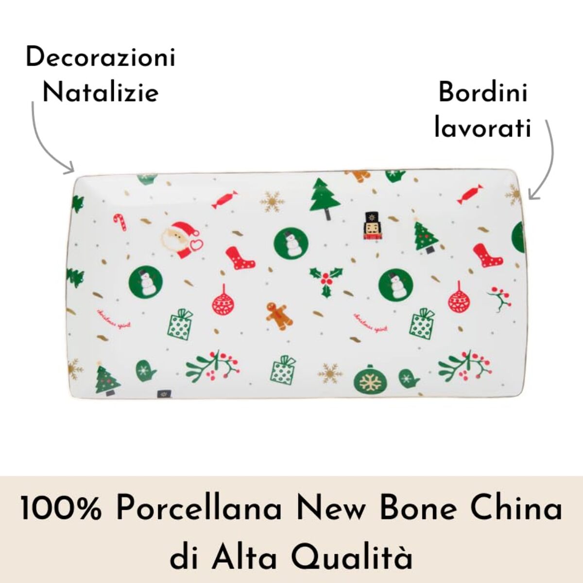 Vassoio Fantasia del Natale in new bone china