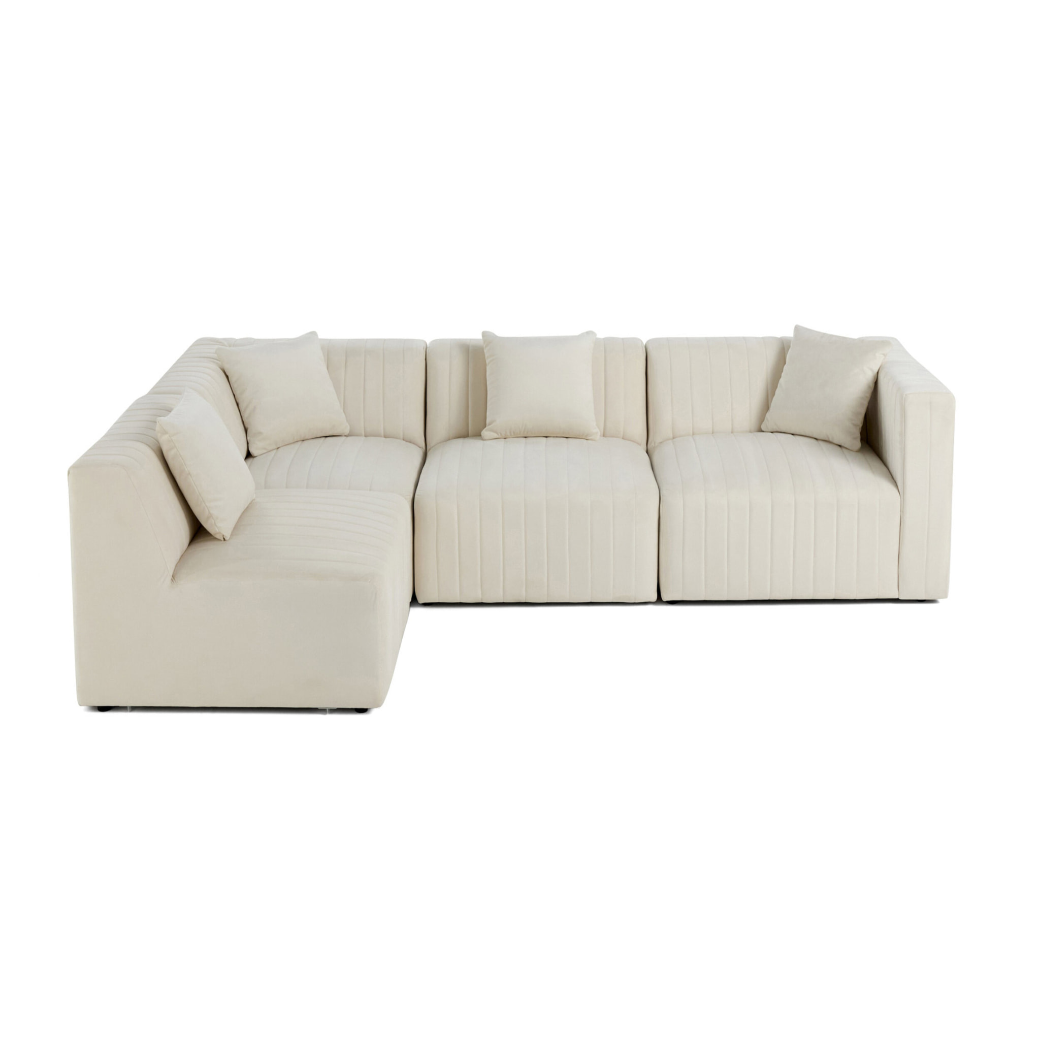 Nova - canapé modulable d'angle gauche - 5 places - en velours - Beige