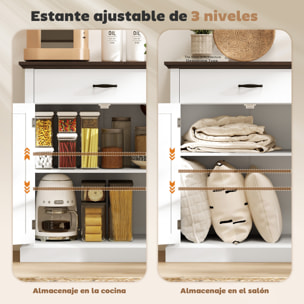 Aparador de 2 Puertas Aparador para Salón Rústico con 1 Cajón Estante Ajustable para Comedor Entrada Blanco 75,2x40x91,5 cm