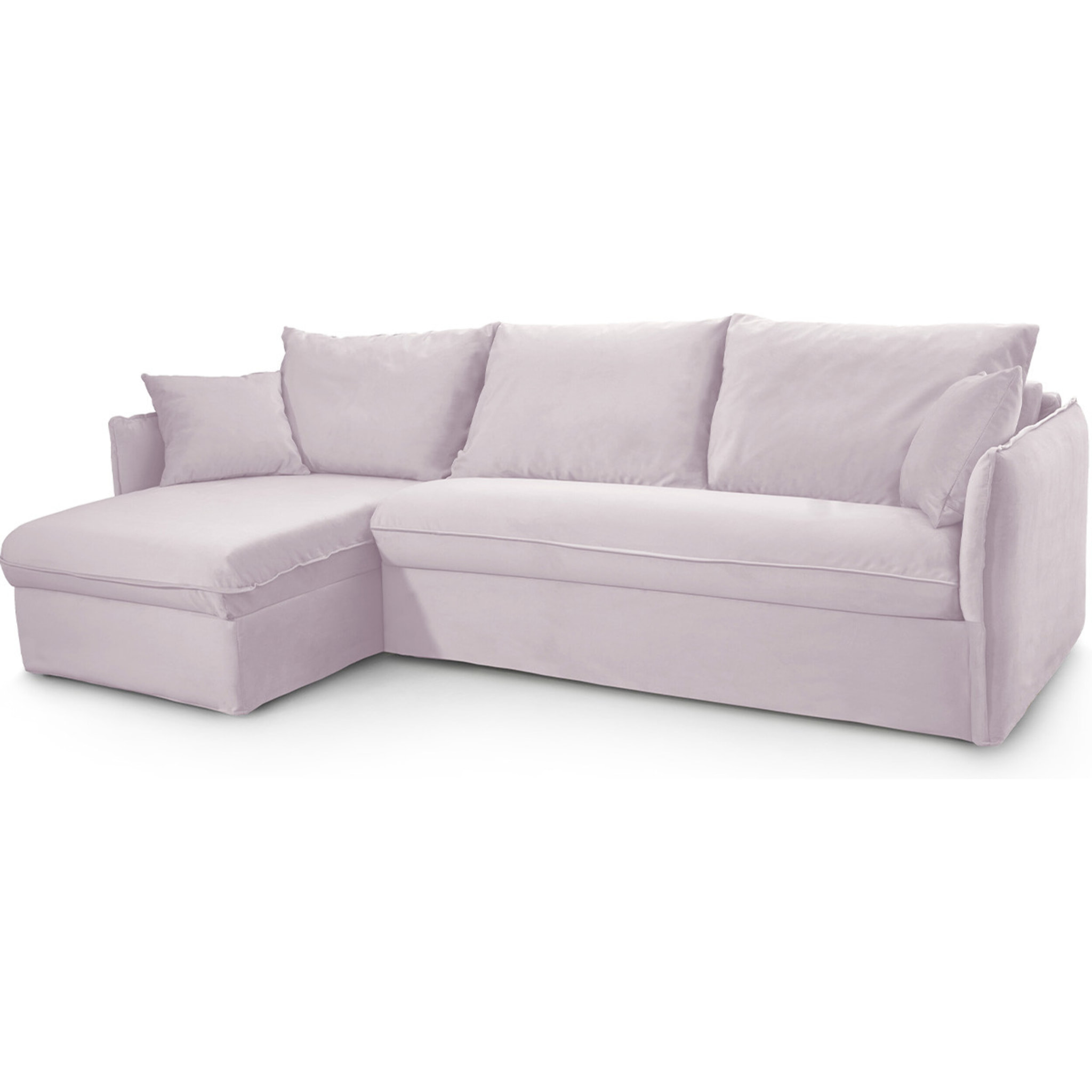 Canapé d'angle convertible express déhoussable 5 places en velours - GINA