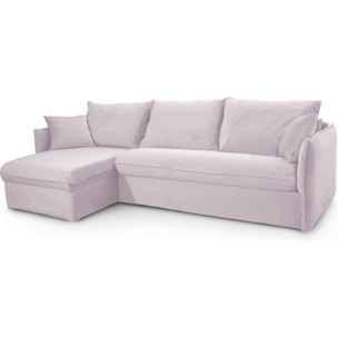 Canapé d'angle convertible express déhoussable 5 places en velours - GINA