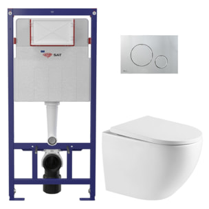 Pack WC bâti ECO 2L Swiss Aqua Technologies + WC suspendu Swiss Aqua Technologies + plaque chrome brillant (STEST67WR05-FR)