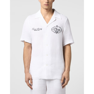 PHILIPP PLEIN Linen Bowling Shirt Tennis Club