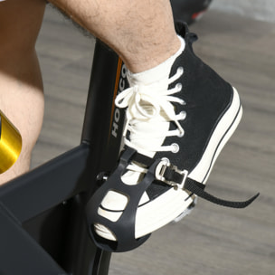 Bicicleta Estática Bici Estática con Volante 8 kg Resistencia Ajustable Pantalla LCD Pulsómetro Ejercicio Silencioso y Asiento Ajustable Carga 120 kg para Casa Gimnasio Negro y Naranja
