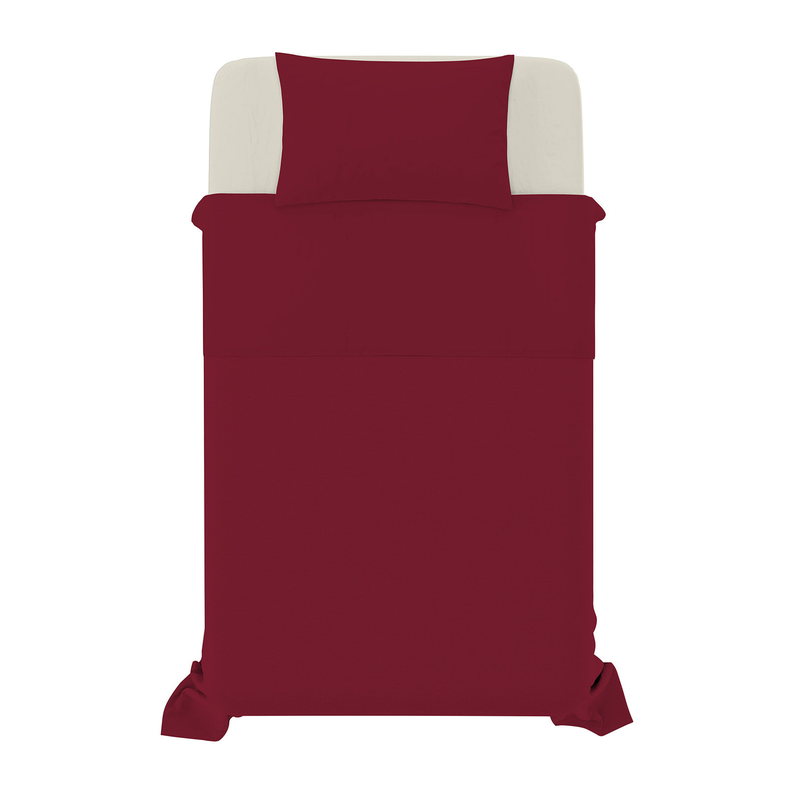 COMPLETO LETTO NATURAL COLOUR MADE IN ITALY COTONE-BORDEAUX/PANNA PIAZZA E MEZZA