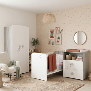 Chambre duo lit et Commode et une niche en bois blanc