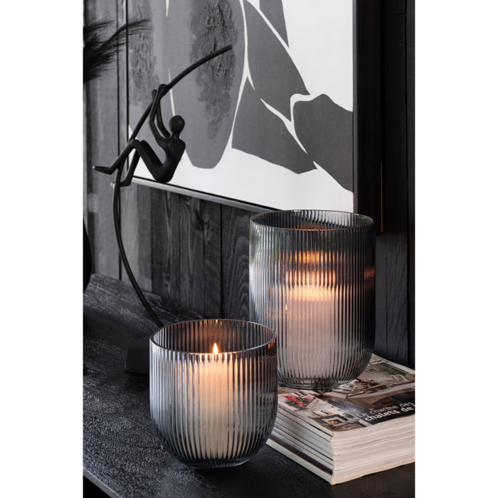J-Line vase Rayé - verre - noir - medium