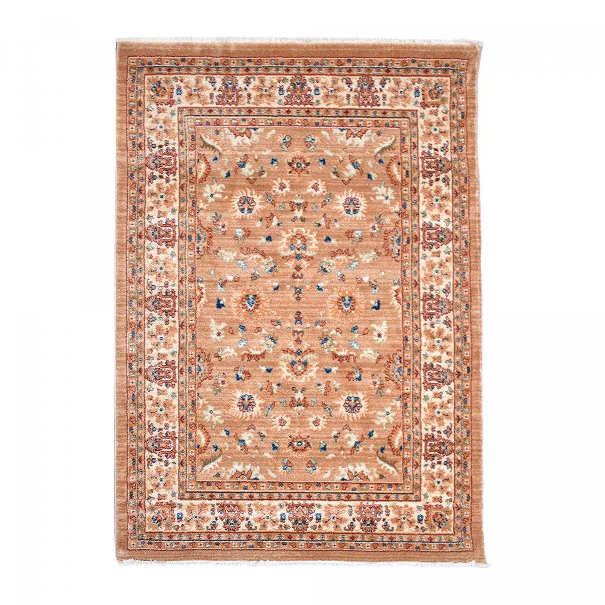 Tapis Boki rouge et beige aux motifs floraux d'inspiration Orientale