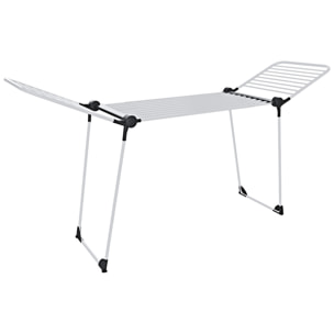 Stendibiancheria Estensibile Fino a 2 Metri Griglia Telescopica 30 M Stenditura Stendino Grande Con Ruote Richiudibile 218-300 x 55 x 126 cm Bianco