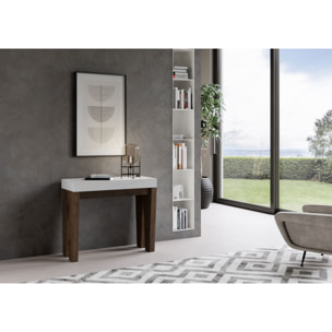 Console Spimbo Small cm.90x42 (extensible à 196) dessus Frêne Blanc structure Noyer