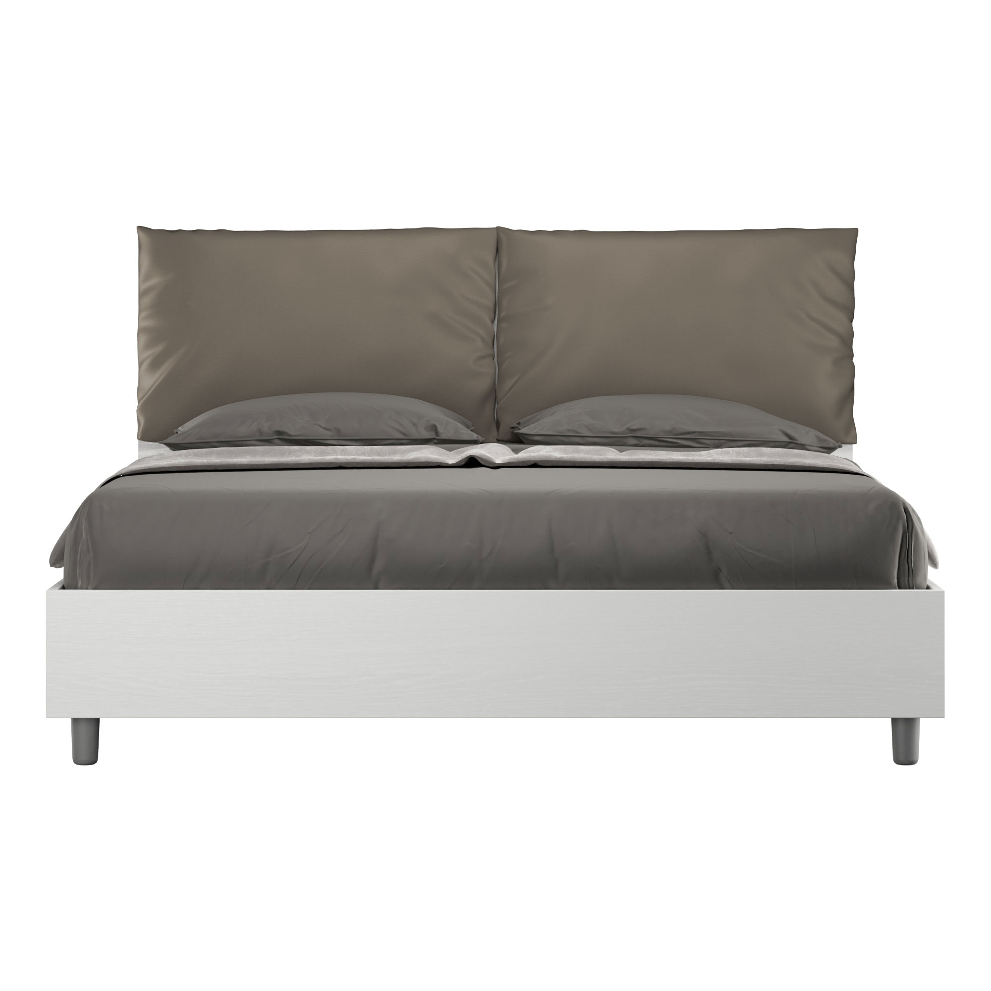 Letto matrimoniale con rete 160x190 cuscinatura similpelle cappuccino Egos Antea