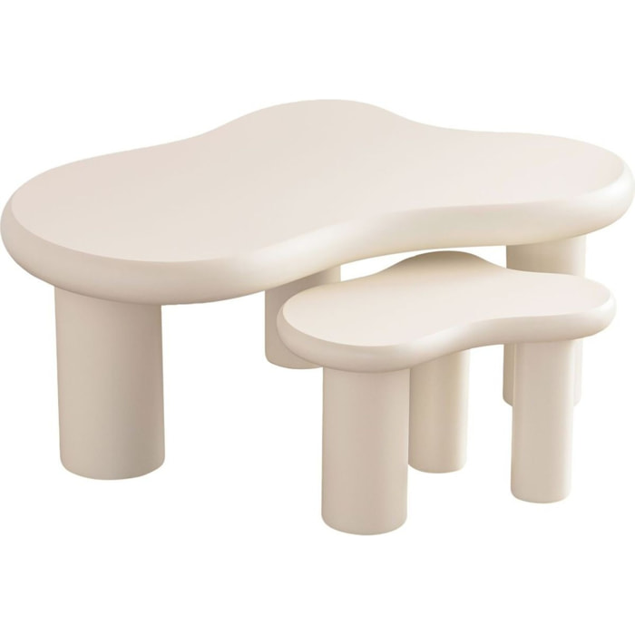 Lot de 2 tables basses organiques gigognes - WAVE