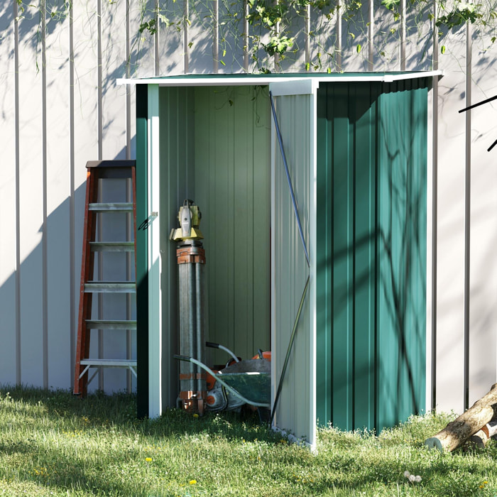 Outsunny Caseta de Jardín 1,07m² 142x84x189cm Acero Galvanizado con Puerta Verde