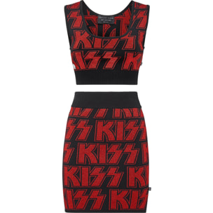 PHILIPP PLEIN Knit Compose Top+Skirt Rock band