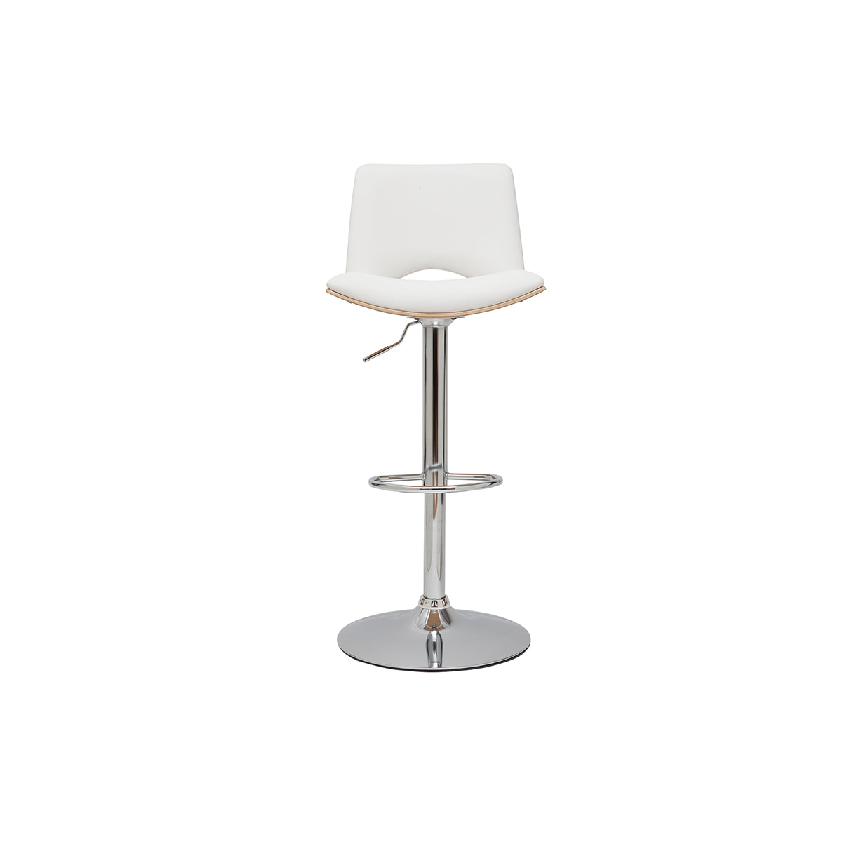 Tabouret de bar design réglable blanc et bois clair PANACH