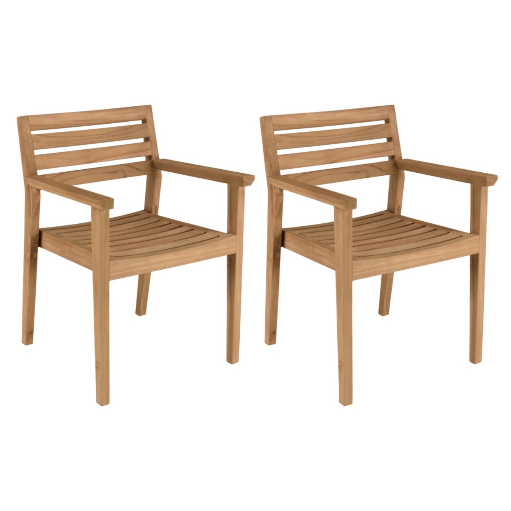 KALLY - Lot de 2 fauteuils de jardin en bois teck