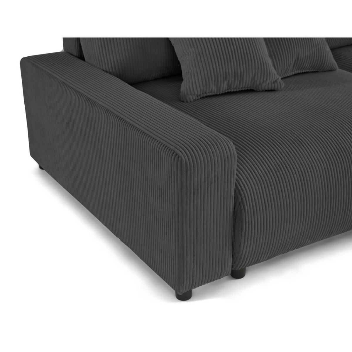 Pivoine - canapé d'angle 4 places réversible convertible avec 2 coffres en velours côtelé - Gris foncé
