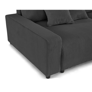 Pivoine - canapé d'angle 4 places réversible convertible avec 2 coffres en velours côtelé - Gris foncé