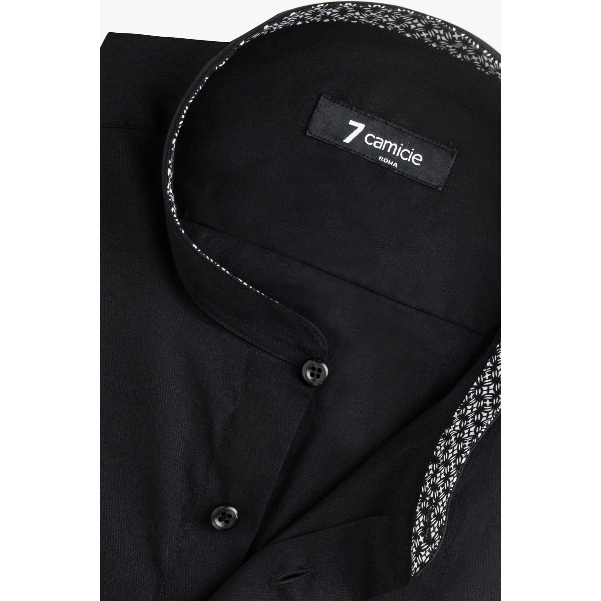 Camicia Uomo Coreano Slim Popeline Stretch Unito Nero
