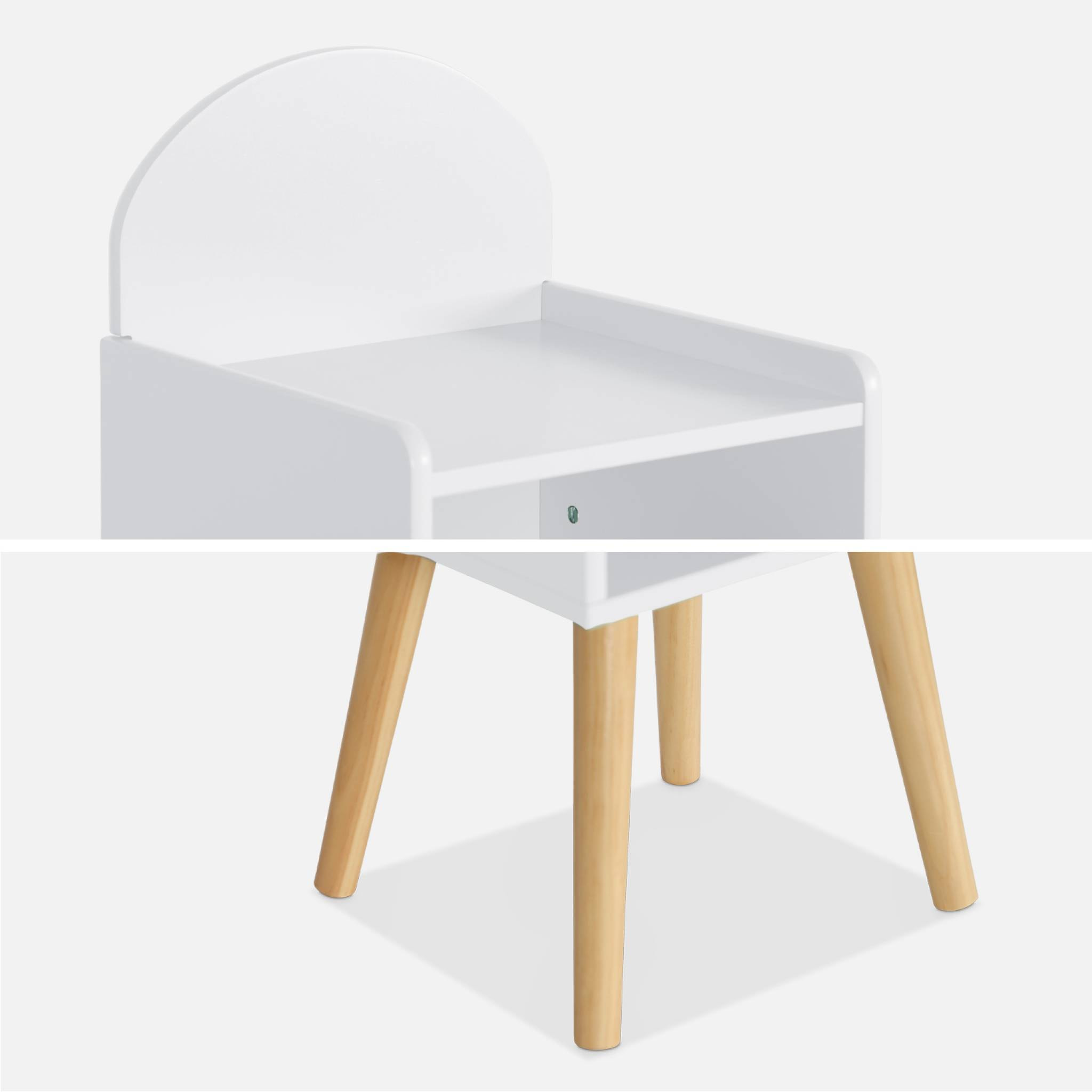 Table de chevet chambre enfant. blanc. pieds en pin