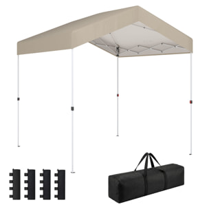 Carpa Plegable 2,4x2,4 m, Pop-up, Cenador de Jardín con UPF50+, Bloqueo Central, Altura Ajustable, Bolsa de Transporte, Sacos Arena, Gazebo para Exterior, Beige