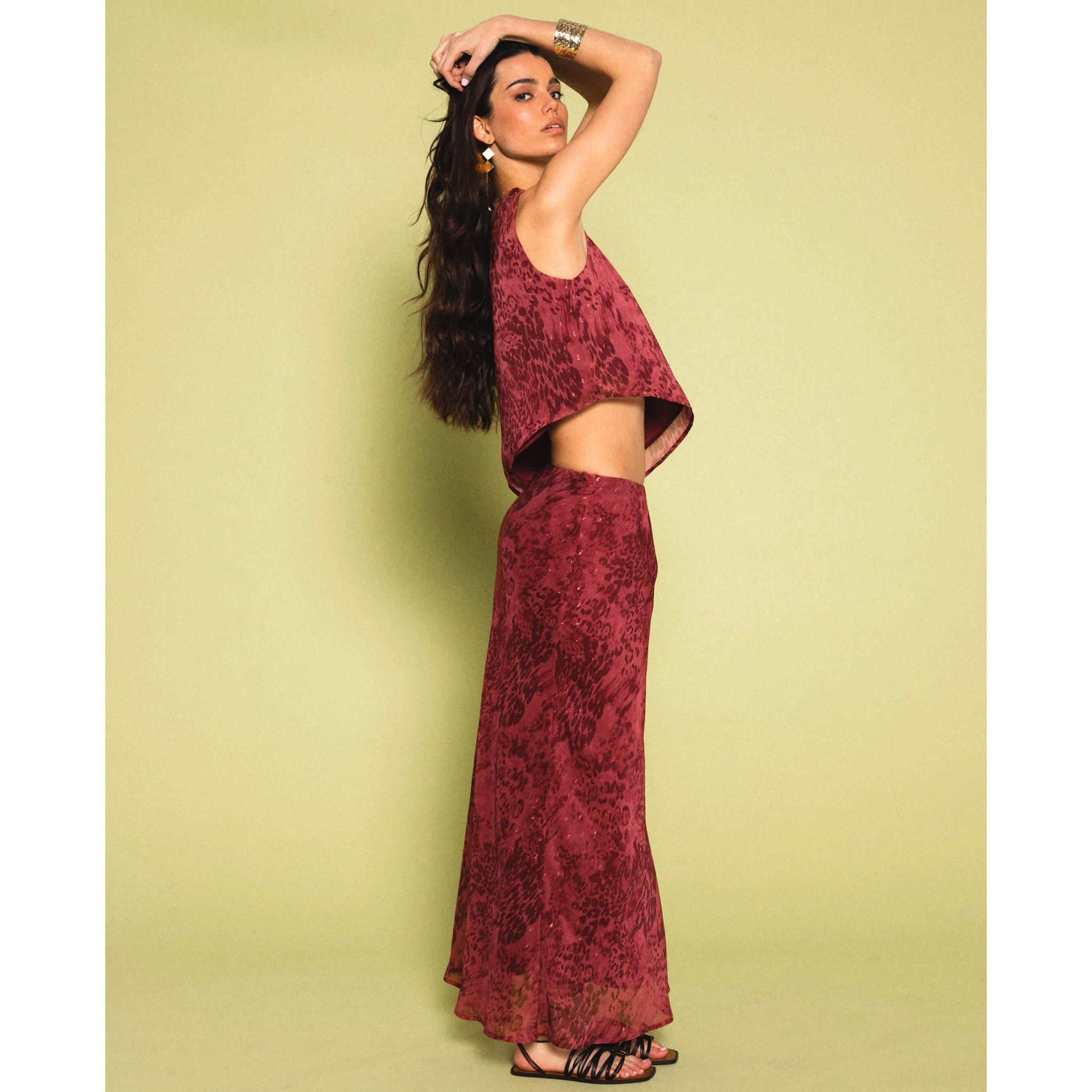 Falda larga estampada